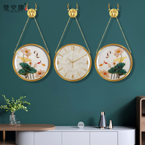 Pure copper wall clock living room home fashion clock modern light luxury silent clock clock living room creative new Chinese quartz clock