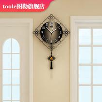 Net red wall clock home atmosphere Chinese style living room clock creative fashion clock Wall modern light luxury hanging watch simple