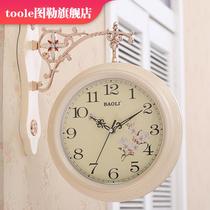 Double-sided wall clock European-style creative table living room silent idyllic clock two-sided personality fashion modern simple wall watch