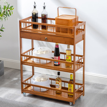 Dining car trolley three-story food delivery car hotel B & B restaurant solid wood wine truck mobile collection Bowl cart storage shelf