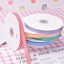 Net red 1cm plaid ribbon handmade baking gift box packaging double-sided ribbon clothing accessories 45 m flower ribbon