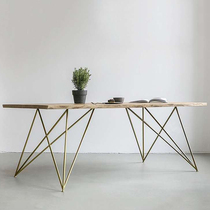 Solid wood conference table Modern simple rectangular office desk Wrought iron long negotiation table Computer table Industrial style table