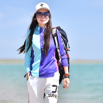 Beijing Forest outdoor summer new original printing irregular color color pattern quick-drying long sleeve t-shirt shirt top spring and autumn women