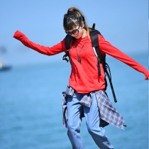 Beijing forest outdoor spring and summer new breathable thin loose leisure travel literature and art quick-drying T-shirt long-sleeved top for women