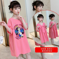 2021 summer new girls dress summer Korean version of the foreign style fashionable T-shirt childrens short-sleeved skirt women