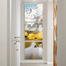 Genguan Decoration Painting Triplex Vertical Hung Without Frame Painting Hanging Bell Corridor Mural Crystal Hanging Painting Ice Crystal Glass Silent Clock