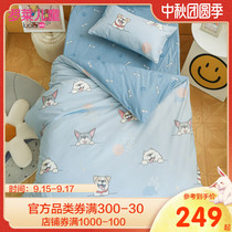 (New product) Luolai childrens home textile cotton into the kindergarten entrance cartoon three-piece bedding