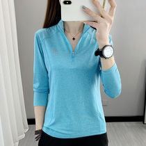 Quick Dry T-shirt Women Long Sleeve Stand Collar Spring Summer Thin base shirt Sports Top Outdoor Hiking Quick Dry Mountaineering Suit