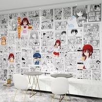 Japanese girl black and white manga dry matter girl small buried poster wall paper Net red selfie background dormitory bedroom wallpaper