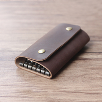 Crazy Mapleather Minimalist Buckle Handmade Retro Art Genuine Leather Head Layer Cow Leather Large Capacity Male And Female Original Key Bag