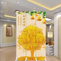 Household small apartment entrance living room kitchen partition cabinet mobile folding Simple modern double-sided occlusion solid wood screen