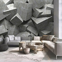 3D cement brick wall wallpaper space extension industrial wind wallpaper restaurant coffee shop studio mural gray wall cloth