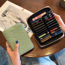 Card bag female type small genuine leather large capacity refined and upscale new thin anti-degauss and wind multi-clamping document bag