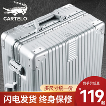Cartiele Crocodile Luggage Female Male Students Travel luggage case 20 Aluminum Frame 24 Large Capacity Password Leather Case