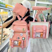 2022 new Korean version students Backpack Campus Day Series Original Juku Fashion Four Pieces Of Double Shoulder Bag Tide Suit School Bag Lady