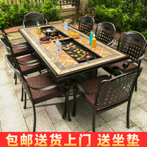 Outdoor table and chairs Electric Barbecue Charcoal Baking Tile Cast Aluminum Terrace Garden Patio Terrace Iron Art Home Casual Composition