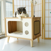 Solid Wood Furniture Kerry Cat Climbing TV Bed Head Cabinet Cat Grab Board Closed Ins Wind Network Red Creative Cat Nest