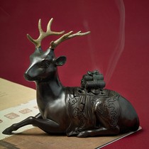 Pure copper incense burner household Tower incense burner indoor large living room aromatherapy red copper sika deer sandalwood stove sandalwood stove to attract wealth ornaments
