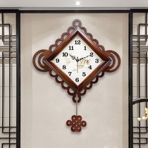 Chinese style solid wood swing living room big wall clock creative modern Chinese style silent retro clock quartz clock