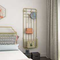 Wall-free perforated wall-mounted shelf Bedroom small simple hanger Bedside storage rack Wrought iron coat rack