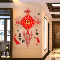 Chinese knot quartz wall clock fashion atmosphere living room creative home personality clock clock clock luminous hanging watch Chinese style