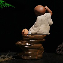 Brand little monk ceramic back incense burner creative ornaments purple sand Zen tea ceremony sandalwood incense