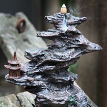 Brand New High Mountain Flowing Water Tower incense back incense burner antique tea ceremony incense burner ornaments ceramic Zen fragrance tools