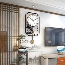 Chinese style wall clock living room home fashion new Chinese clock Net red creative personality art clock atmospheric hanging wall