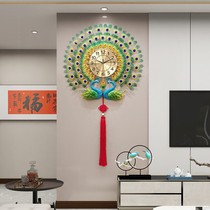 Hanging Clock Living Room Home Fashion High-end Eu Style Atmospheric Creative Peacock Clock Genguan Decoration New Chinese Form Hanging Wall