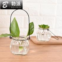Transparent glass bottle hydroponic plant container green flower small vase dried flower arrangement living room ornaments decorative flower pot