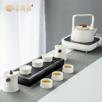 AUFUNRA Japanese simple white porcelain teapot tea set office meeting electric ceramic stove tea tray set