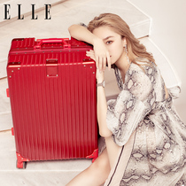 ELLE luggage case women's light suitcase 20 inch red dowry boarding box student 24 inch luggage leather box