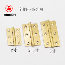 Full copper hinge 2 inch 2 5 inch 3 inch thickened flat head copper hinge cabinet door copper hinge furniture with hardware loose leaf