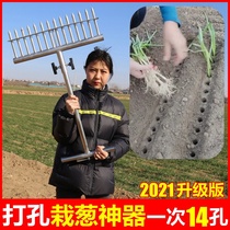 Seallot artifact planting scallion machine seedling plantation green onion fork automatic punching tool onion planting transplanting seedling transplanter