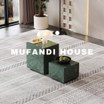 Mufandi luxury natural marble tea table Indian green square side few simple living room designer combination tea table