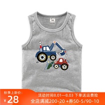 Childrens sleeveless vest summer excavator childrens clothing cotton round neck top thin T-shirt Boys clothes wear tide