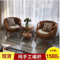 Real Rattan Furniture Balcony table and chairs Cane Chair Tea Table Three Sets Combination Vines Casual Rattan Chair Vine Sofa Chair