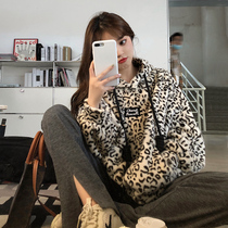 BAO WEN hooded sweater women loose Korean autumn and winter 2021 New plus velvet thick lamb coat ins tide