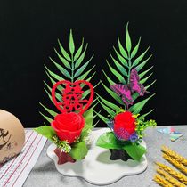 Rose bear plate decoration flower simulation flower restaurant cold dish creative artistic conception surrounded by SAB plate ornaments