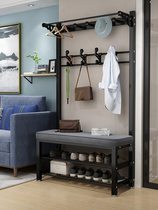 Coatrack shoe changer stool one shoe rack enter the door combination household hanger landing iron shoe cabinet door
