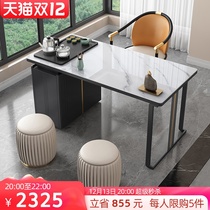 Rock board tea table simple home balcony two people small tea table and chair combination modern 1 meter 2 light luxury small kung fu tea table