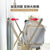 98 drying rack floor-to-ceiling folding indoor clothes bar balcony household double pole drying rack telescopic cold clothes 0929q