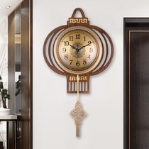 New Chinese pure copper lantern wall clock Chinese style living room wall clock home fashion watch atmospheric quartz clock