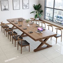 Solid Wood Meeting Table Long Table Minimalist Modern Office Training Table Nordic Industrial Wind New Chinese Large Improvised Furniture