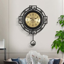 New Chinese metal wall clock living room home fashion Chinese style clock atmospheric creative retro hollow decorative clock