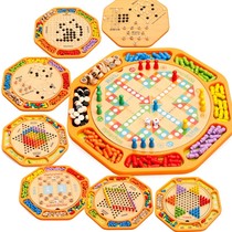 Multifunctional twelve-in-one wooden checkers flying chess backgammon Gobang parent-child baby toy board game adult