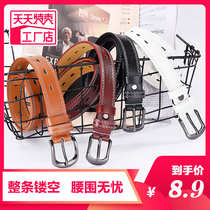 New double line men's and women's belts, youth students' hollow out and all kinds of thin trouser belts, Korean version Jeans Dress Belt