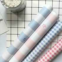 College dormitory bedroom desktop decoration ins Wind plaid wallpaper hipster pink blue stripe wallpaper