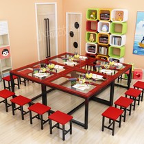 Elementary School Kindergarten Class Table And Chairs Students Training Table Handmade Painting Fine Art Tempered Glass Table Calligraphy Painting Table