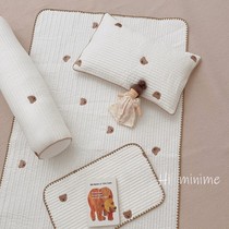 Ins Export Korea Baby Cute Embroidered Bear Cotton Cotton Quilted Bed Cover Thickened Baby Bed Sheet Cushion